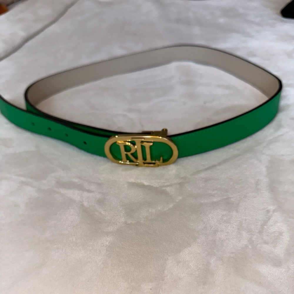 Lauren Ralph Lauren Logo Reversible Leather Skinny Belt